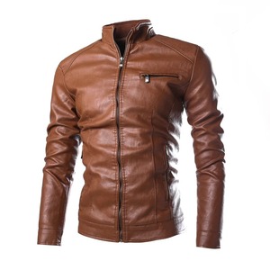 Leather Jackets <b>Men</b> Slim Fit Full Sleeve Coats Single Breasted Spliced Turn Down Collar Jacket Punk <b>Men</b> Casual jacket for <b>men</b> - Product Image 3