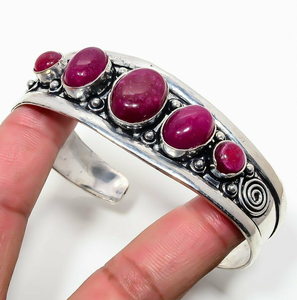 Handmade Red Carnelien Gemstone Silver Plated Stainless Steel Cuff <b>Bracelet</b> Vintage Geometric Wedding Unisex Jewelry - Product Image 3
