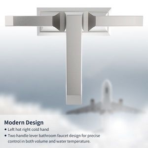 Modern Style 2 Handle Heavy Duty Bathroom Faucet <b>Deck</b> Mounted <b>Brushed</b> Nickel 4001 NP with Drain Supply Kits Lavatory Accessories - Product Image 2