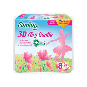 Sanita 3D Airy Gentle Slim Wing Toallas Sanitarias 24.5 cm Uso Diario Transpirables Absorbencia Regular 8 Toallas - Product Image 1