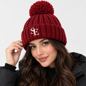 Custom Winter Pom Pom Knitted <b>Beanie</b> <b>Hat</b> Warm Chunky Ribbed Cuff Soft <b>Wool</b> Look Wholesale OEM ODM Unisex Streetwear - Product Image 1