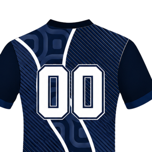 Camiseta de Rugby Sublimada Azul Marino y Blanca para Adultos, Manga Corta, Cuello en V, Uniforme de Equipo Personalizado, Transpirable, para Entrenamiento Atlético - Product Image 4