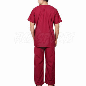 Durable 100% Cotton Knitted <b>Scrub</b> <b>Sets</b> for Hospital Use Easy Care Fabric Men's Comfort <b>Scrub</b> Suit - Product Image 2