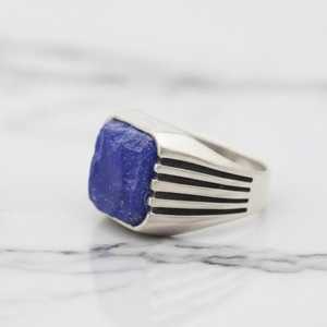Blue Sapphire <b>Ring</b> 925 Sterling Silver Mens Handmade Gemstone Jewelry <b>Statement</b> <b>Ring</b> Elegant Gift For Him - Product Image 5