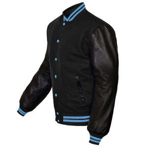 Fabricant OEM, veste de baseball bomber varsity personnalisée de haute qualité pour hommes, manches en cuir brodées en chenille - Product Image 5