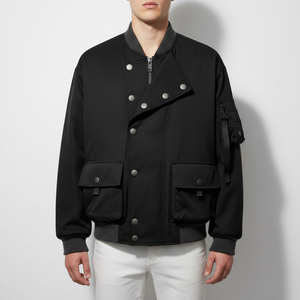 Chaqueta Bomber de Alta Calidad para Hombre con Cierre de Cremallera, Diseño Personalizado, Cuello Alto y Tela de Lona para Invierno, Venta al Por Mayor - Product Image 6