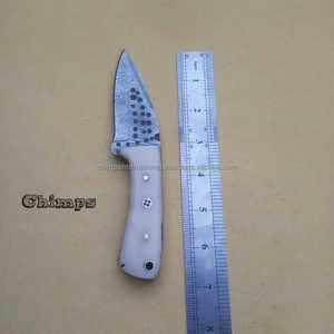 Cuchillo de Caza de Acero de Damasco de Grado Industrial con Marca Personalizada, Hoja Fija EDC, Mango de Hueso, Funda de Cuero, Garantía de 3 Años - Product Image 2