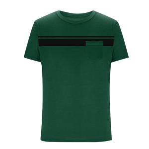 Camiseta de manga corta para hombre con franja de contraste impresa personalizada y bolsillo en el pecho, corte holgado, estilo casual, tejido de punto de algodón. - Product Image 5