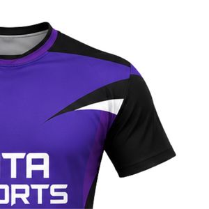 Maillot de rugby violet et noir pour homme, uniforme d'équipe athlétique, chemise de sport à manches courtes, léger, respirant, entraînement, match, jeu - Product Image 5