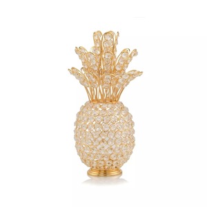 Sculpture d'ananas en cristal plaqué or, décoration en verre, figurine artistique de table, style glamour hollywoodien pour salon - Product Image 4