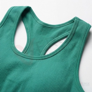 <b>Women</b> Seamless <b>Green</b> Yoga Set 2 Piece Scoop Neck Racerback Crop Top High Waist Calf Length <b>Leggings</b> - Product Image 4