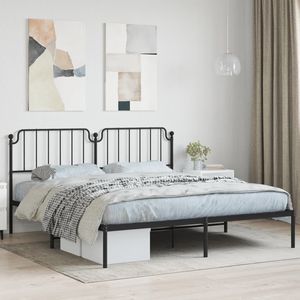 Cadre de lit double en acier noir avec revêtement poudré, lits en métal - Product Image 1