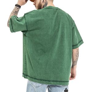 เสื้อยืดโอเวอร์ไซส์สำหรับผู้ชายเสื้อยืดสตรีทผ้าแอซิดแอซิดสำหรับผู้ชายเสื้อยืดผ้าฝ้าย100% สะพายไหล่ - Product Image 3