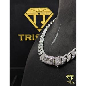 Designer Cuban Link <b>Chain</b> with Brilliant Lab Grown Diamonds Luxury Streetwear <b>Necklace</b> By Trisha Jewels - Product Image 4