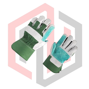 Quality Leather Rigger Reinforced Palm Gloves Green Fabric Anti-static Silicone-free Soft Flexible Breathable Comfortable - Product Image 2