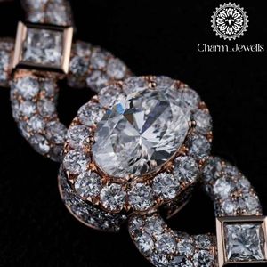 Charm Jewels Unisex Men's Women's Moissanite <b>Statement</b> <b>Necklace</b> 14K Gold Plated Silver Link Chain Brilliant Cut IGI Certified - Product Image 2