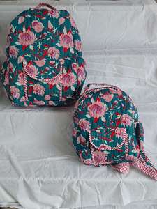 Customized Durable Cotton Women's <b>Backpack</b> Vintage Travel <b>School</b> Bag Zipper Square Indian Fashion Luxury College Set Of Two - Product Image 3