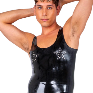 Body sans manches en cuir PU noir pour homme avec détails boutonnés, lingerie sexy sans couture - Product Image 3