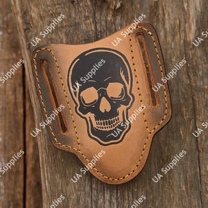 Étui de couteau pliant personnalisé style crêpe en cuir véritable, port horizontal sur ceinture, fait main en cuir de vachette, tactique EDC, prix de gros - Product Image 6