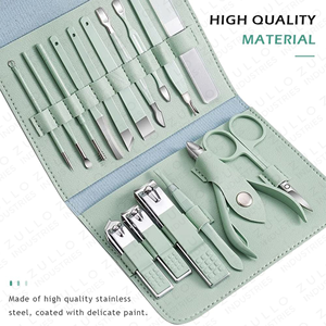 Luxury 16PCS Stainless Steel Nail Care Grooming Set <b>Manicure</b> Pedicure <b>Kit</b> with Sharp Nail Clippers Travel Case - Product Image 6