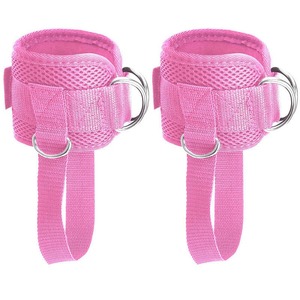 Sangles de soutien pour poignets en nylon rose avec anneaux métalliques pour l'exercice, ajustement confortable pour tous les âges - Product Image 1