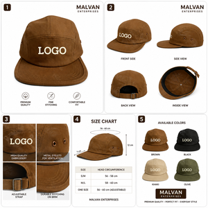Gorra Deportiva de Lona de 5 Paneles Personalizable, Transpirable y Protectora, con Bordado a Mano, Estilo Deportivo, Hebilla Dorada de Cobre, Unisex - Product Image 5