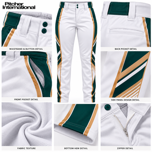 Pantalons de baseball en gros avec revers élastiques pour les uniformes des ligues jeunes et des académies d'entraînement - Product Image 6