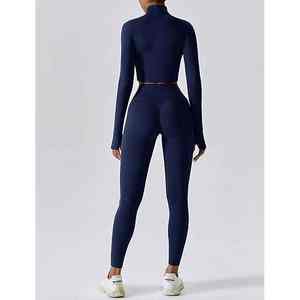 ชุดโยคะ 3 ชิ้น คุณภาพสูง แบบสั่งทำพิเศษ ไซส์พลัส เสื้อคอวีลึกเซ็กซี่ กางเกงขาบานทรงหลวม สวมใส่สบาย ผลิตจากผ้าสแปนเด็กซ์/ไนลอน - Product Image 4