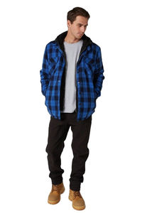 Veste en flanelle pour homme, sur mesure, à manches longues, à carreaux, doublée en polaire, manteau d'hiver avec capuche, vêtements de travail chauds pour l'extérieur - Product Image 2