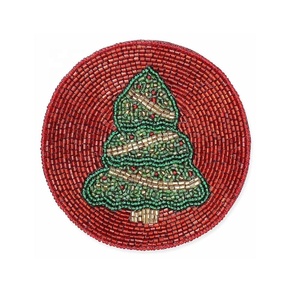 <b>Christmas</b> <b>Tree</b> Glass Beads Coaster Set of 4 Coffee Mug Tea Cup Drink Glass Dining <b>Table</b> Use Coaster for <b>Christmas</b> Occasion - Product Image 5
