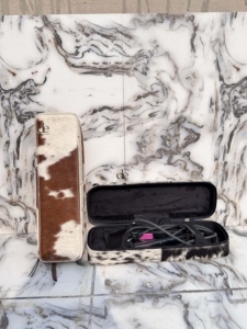 Cowhide Leather Heat Resistant Leather Hair Straightener Curling Iron Cases High Quality Perfect Organizer for Hair Tools - Product Image 6
