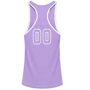 Lavender <b>White</b> Swim <b>Tank</b> <b>Top</b> Sleeveless Racerback Lightweight Quick Dry Breathable Training Performance Athletic Swimwear - Product Image 2