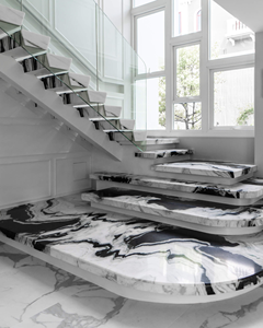 Chine Panda marbre blanc avec veines noires pierre naturelle marbre blanc pour intérieur main courante escalier en colimaçon marches escaliers carreaux - Product Image 1