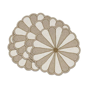 Ensemble de sets de table perlés, set de table rond décoratif pour banquet, motif perlé, couleur brun mat et crème - Product Image 1