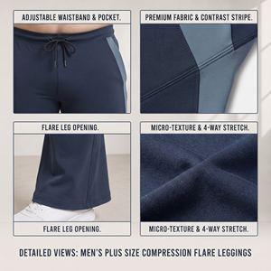 Men's Plus Size Compression <b>Flare</b> Leggings Breathable Quick Dry Yoga Pants Low Waist Drawstring Sports Trouser Men Gym Legging - Product Image 6