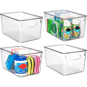 Set di 4 Contenitori in Plastica con Coperchi, Perfetti per Organizzare Dispensa e Frigorifero, Contenitori per Organizzazione - Product Image 1