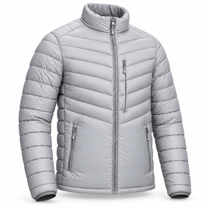 Custom Design <b>Mens</b> Winter <b>Jacket</b> Quilted Puffer Coat Stand Collar Full Zip Padded Outerwear Zip Pockets Everyday Casual Day Wear - Product Image 2