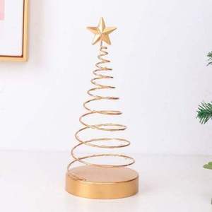 Ornement de Noël en spirale dorée avec étoile sur le dessus, mini décoration moderne en métal pour la maison et les fêtes - Product Image 1