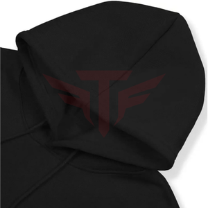 Sweat à capuche pour femme Tactus Industries, noir uni, logo sur le devant, coupe classique, tricoté, 100% coton, respirant, vêtement décontracté pour l'hiver - Product Image 4