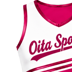 Maillot de cheerleading rose vif sans manches, coupe courte, respirant, uniforme sportif personnalisé pour l'entraînement d'équipe, tenue athlétique de performance - Product Image 4