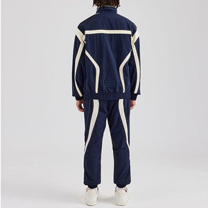 OEM Custom Logo Lightweight Nylon High neck <b>Jacket</b> Contrast Panels PU Patch Cuffed Jogger Oversized Elasticated Zip up Tracksuit - Product Image 3