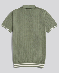 2026 High Performance Men's Olive <b>Green</b> Short Sleeve Knitted Cotton Polo Shirt Solid Color Breathable Casual Design Regular Fit - Product Image 2