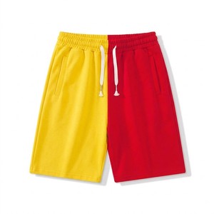 Mens Color Block Casual Sweat Shorts Yellow <b>Red</b> Patchwork Drawstring Summer Streetwear Loose Fit Athletic Lounge Shorts - Product Image 4
