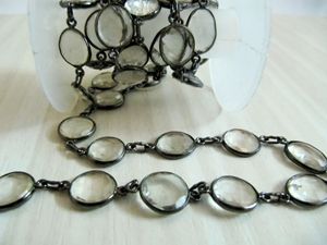 Cadena Conectora de Cuarzo Natural en Forma de Pepita Irregular de 12 a 15 mm, Chapada en Plata, Oro y Negro, de Eminent Jewel - Product Image 4
