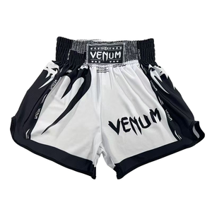Shorts de boxe Muay Thai unisexes 100% polyester 180GSM respirants à séchage rapide pour entraînement MMA Sanda Kickboxing avec logo personnalisé sur le devant - Product Image 1