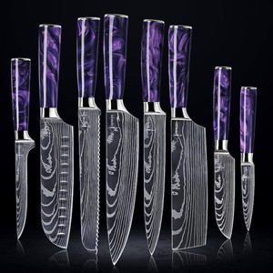 Beautifully Crafted Purple Resin Kitchen <b>Knife</b> <b>Set</b> High Carbon Stainless Steel Chef <b>Knife</b> <b>Set</b> with Purple Epoxy Resin Handle - Product Image 2