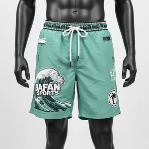 กางเกงว่ายน้ำชายพรีเมียม 125 GSM โพลีเอสเตอร์ไมโครไฟเบอร์ แห้งเร็ว สีเขียวทะเล พิมพ์ลายโลโก้แบบซับลิเมชั่น ขอบเอวยางยืดนุ่ม กางเกงขาสั้นผู้ชาย - Product Image 6