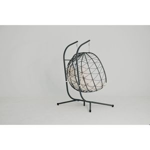 Sedia a dondolo a uovo per 2 persone, da interno/esterno, con supporto in vimini, sedia a cesto sospesa per patio, mobili durevoli ed eleganti per interni/esterni - Product Image 6