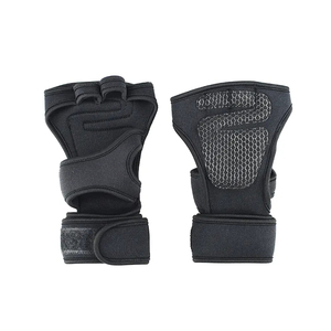 Gants de musculation en cuir PU demi-doigts de haute qualité, à lacets, unisexes, antidérapants, légers, fermeture à lacets, vente en gros - Product Image 2