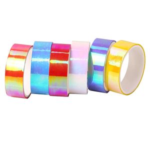 Wholesale Colorful Holographic Washi Tape Roll Shiny Rainbow Adhesive Masking Tape for Scrapbooking Journaling Crafts Scrap Art - Product Image 4